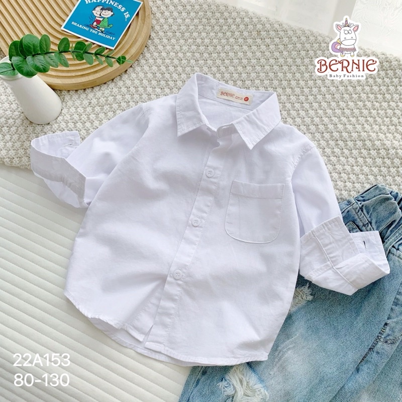 Áo sơ mi bé trai Bernie thô hàn cho bé từ 9-22kg-22A153