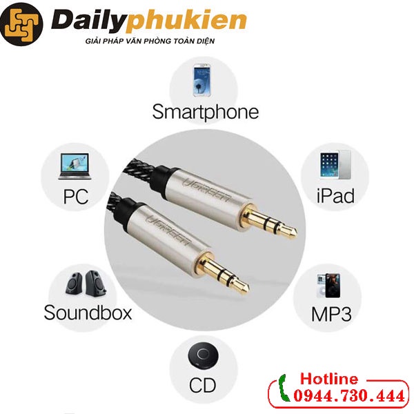 Dây loa 3.5mm 10m bọc lưới UGREEN 40785 dailyphukien