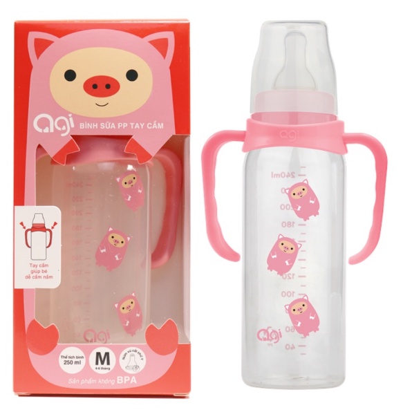 Bình Sữa Agi Có Van Chống Sặc Cổ Hẹp 60ml/140ml/ 240ml Loại Nhựa PP