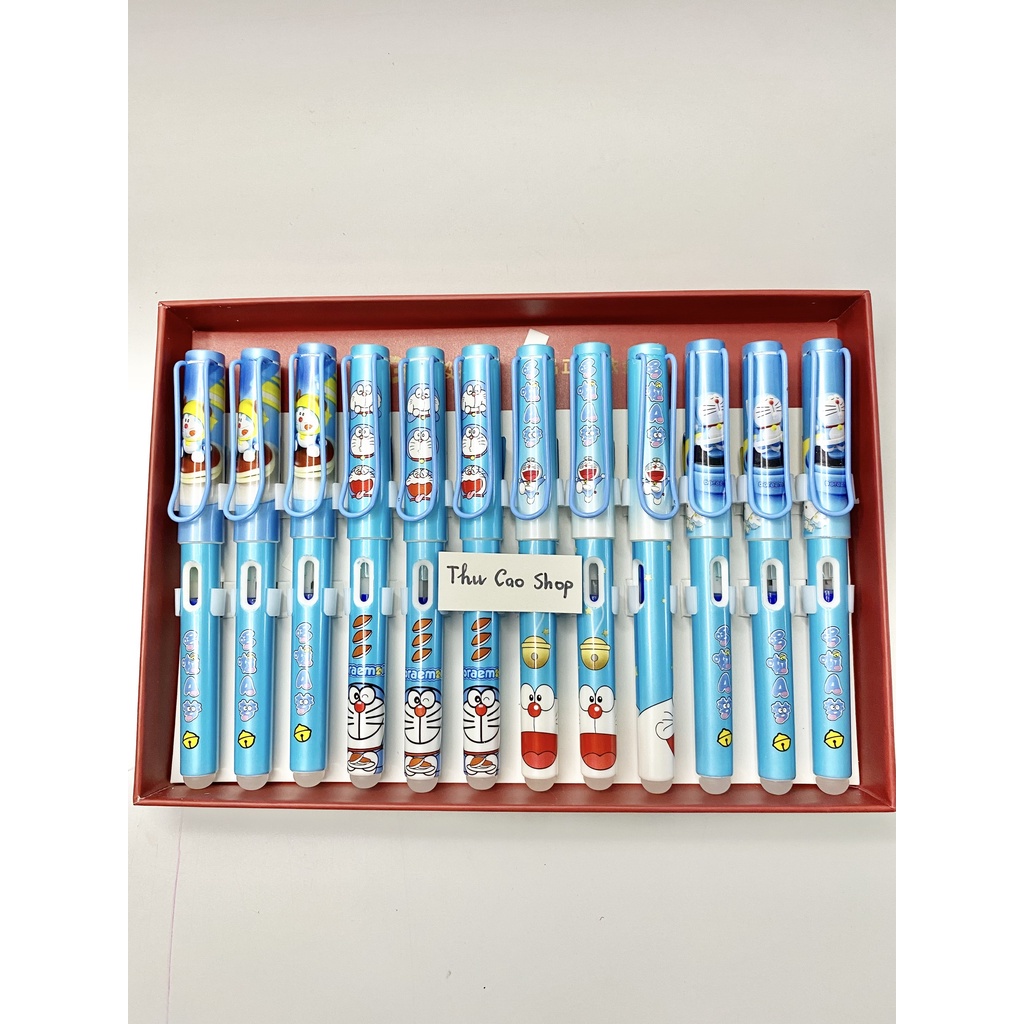 Bút máy, Bút mực có thể tẩy xoá được hình Doraemon - Tặng kèm 10 ống mực xoá được Tím