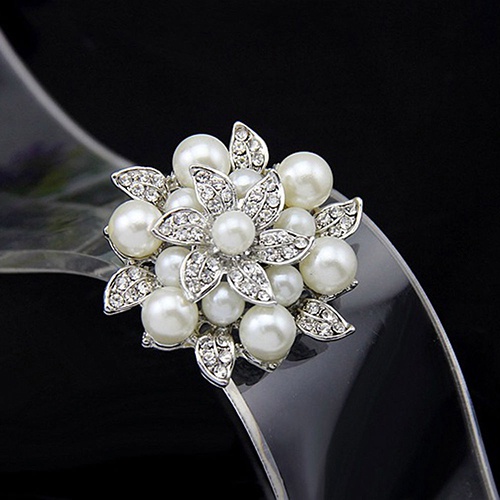 Ghim Cài Áo Hình Hoa Đính Ngọc Trai Nhân Tạo Thanh Lịch Cho Cô Dâu