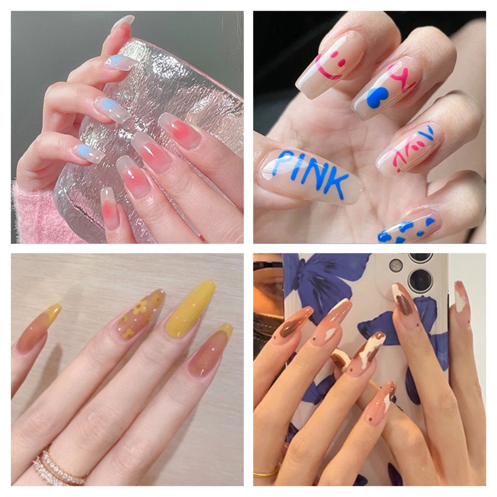 [Hàng mới về] Set 24 móng tay giả họa tiết hoạt hình nhiều màu sắc<br>
