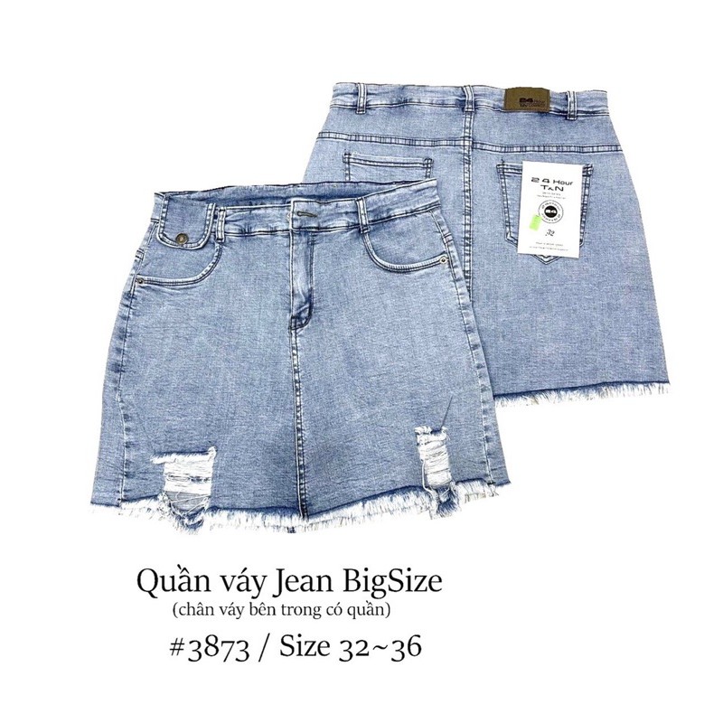 Quần váy jeans Bigsize, chân váy bò chữ A, chân váy jean cạp cao size lớn (60-90kg)