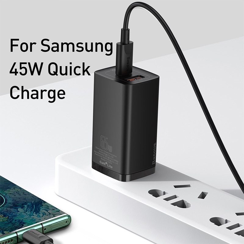 Bộ sạc GaN USB Baseus Cổng US EU USB Kép Sạc nhanh 4.0 3.0 PD Cho Điện Thoại Samsung iPhone Máy Tính Xách Tay