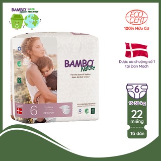 Tã Dán 100% Hữu Cơ Bambo Nature - Nhập Khẩu Đan Mạch - 15-30kg - XXL22 - 22 miếng