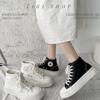 Giày sneaker cao cổ dáng basic , giày nữ cổ cao đế 3,5P tôn dáng dễ phối đồ