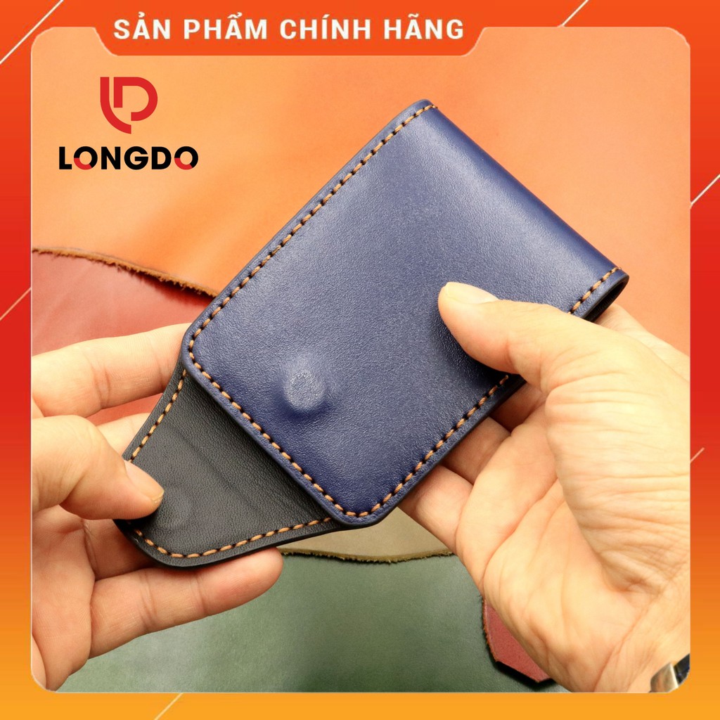 Ví Sen 5 Cao Cao Cấp - Cam Kết 100% Da Bò Thật - Ví Nam Mini Màu Xanh Navy Hàng Chính Hãng Thương Hiệu Longdo Leather