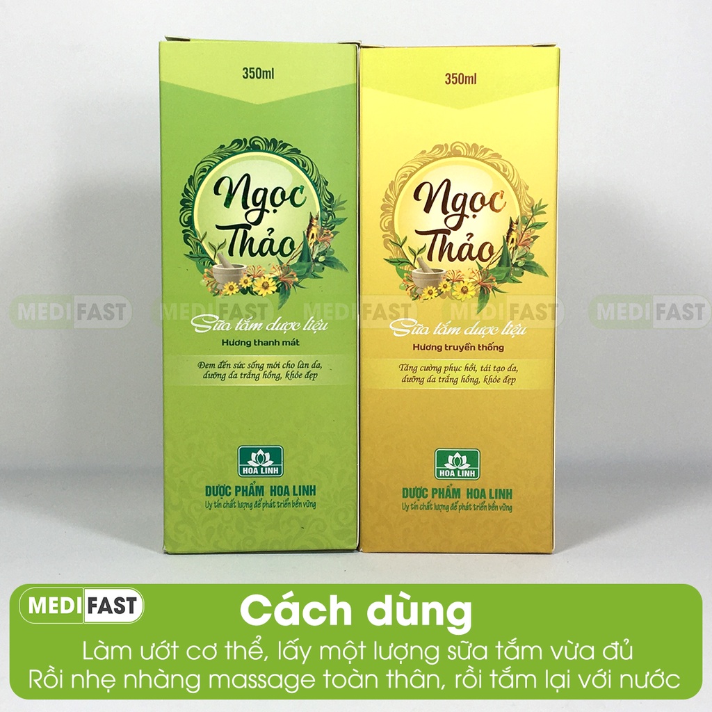 Sữa tắm dược liệu Ngọc Thảo 350ml - Chai có vòi tiện lợi - Tẩy da chết, dưỡng ẩm, giảm mụn lưng trứng cá mẩn ngứa