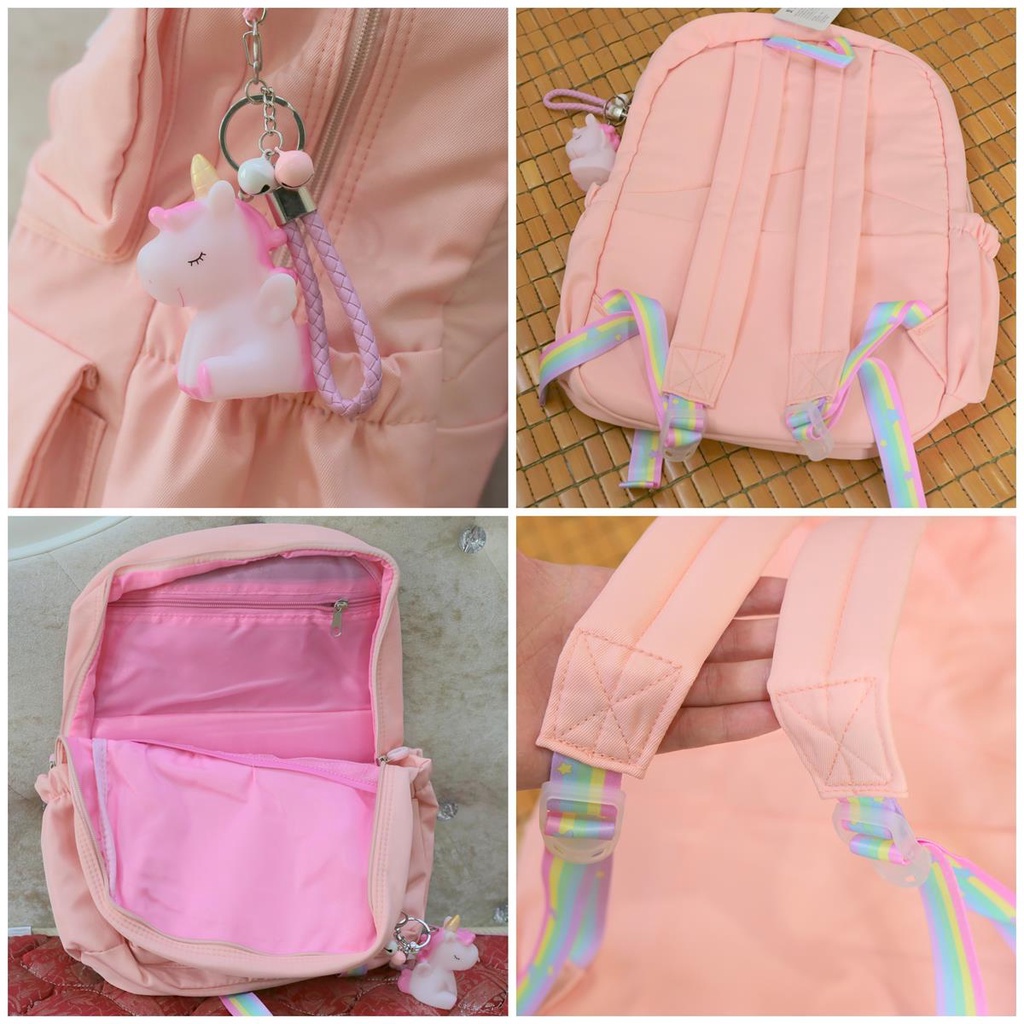 Balo học sinh cute, phối màu cầu vồng ngộ nghĩnh, chống thấm nước, cho bé gái đi học, balo du lịch - Lado shop