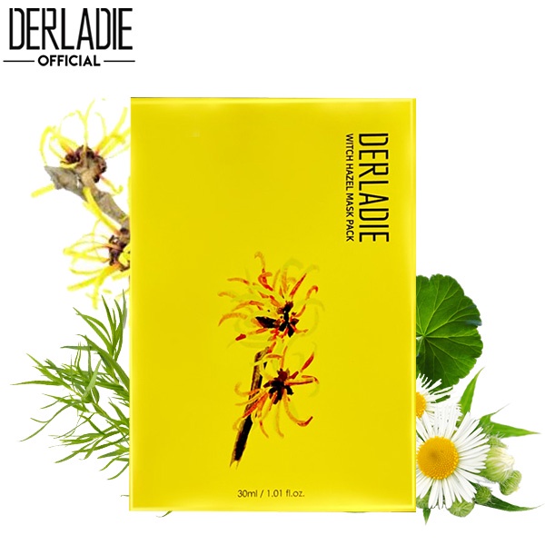 (1 Miếng) Mặt Nạ Giảm Mụn Giảm Sưng Viêm Derladie Witch Hazel Mask Pack 30ml