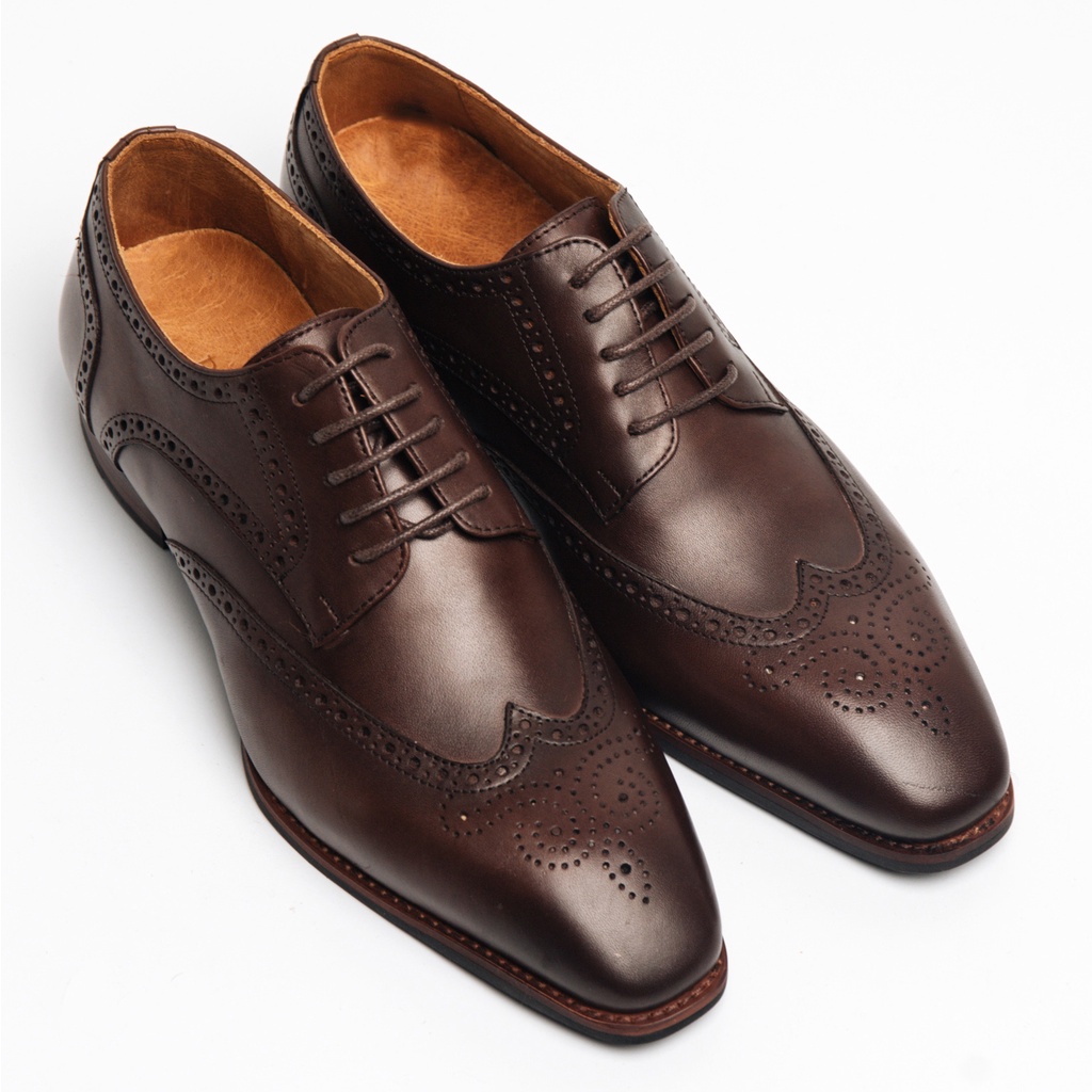 Giày Tây Cao Cấp WINGTIP DERBY BROGUES - Da Bò Ý Lót Trong Da Bò Mộc - Thương hiệu Be Classy