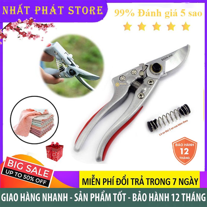 Kéo cắt cành cây SADA 210(Nhật Bản) Lưỡi Thép Siêu Sắc Bén BH 12 THÁNG