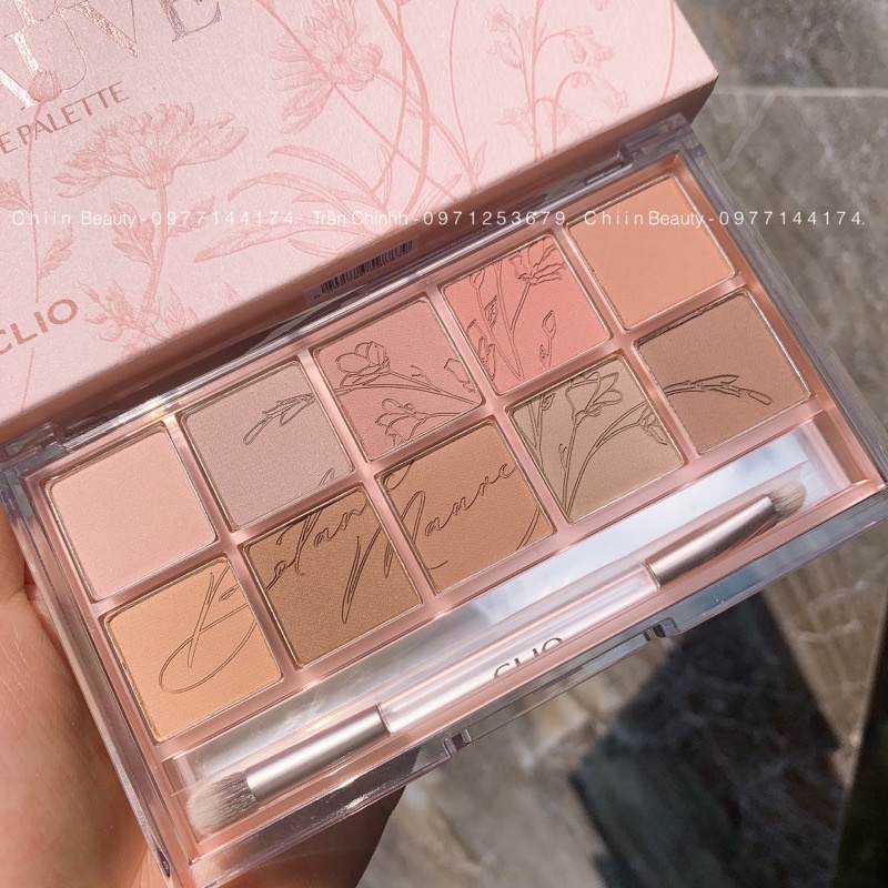 Có kèm cọ mắt - Bảng phấn mắt CLIO Eye Palette màu số 09 Botanic Mauve tone hồng nâu