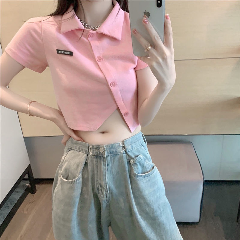 Áo croptop Áo Thun Polo Ngắn Tay Thời Trang Mùa Hè Kiểu Mới 2022