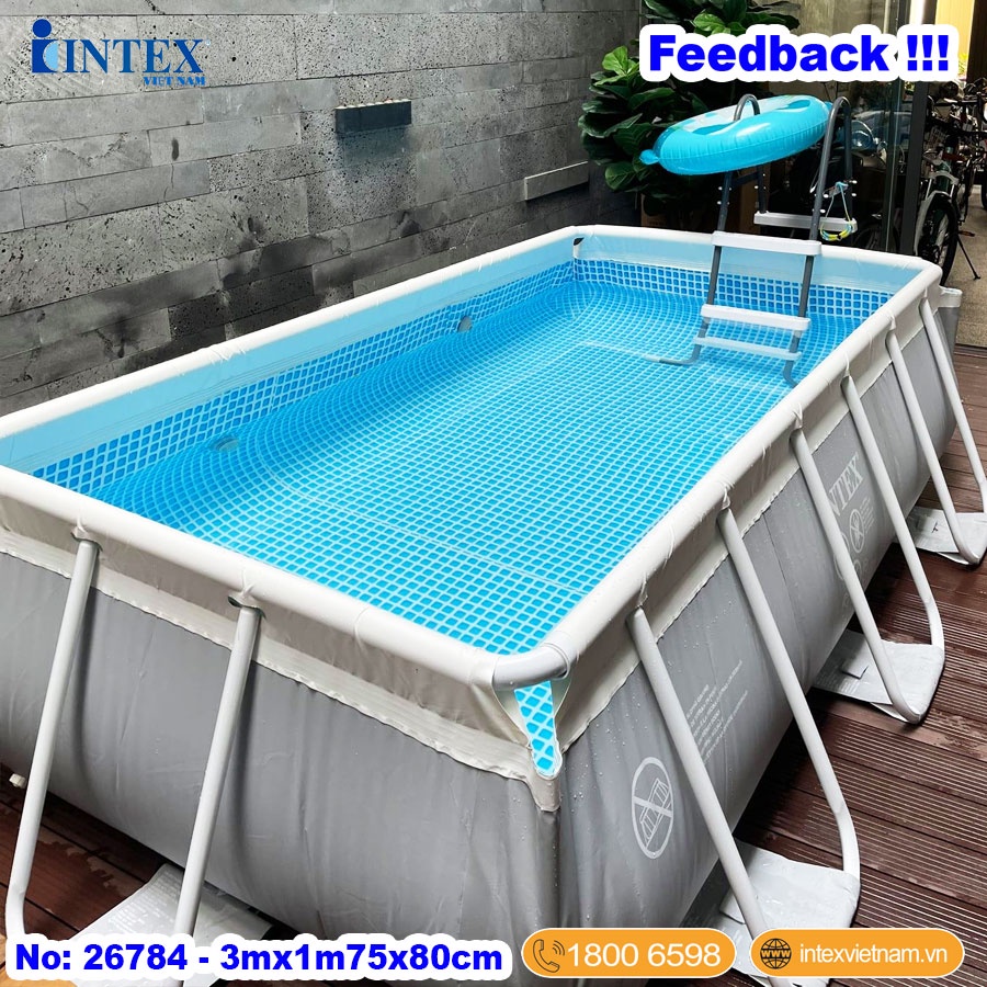 Bể bơi khung kim loại chịu lực 300x175x80 cm INTEX 26784 - Kèm máy lọc, cầu thang - bể bơi di dộng