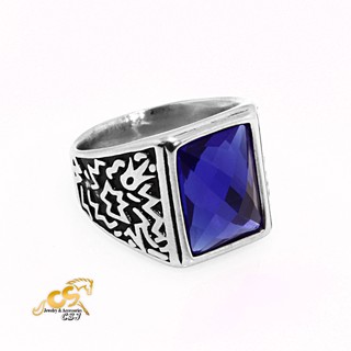 Nhẫn inox nam đá xanh tím