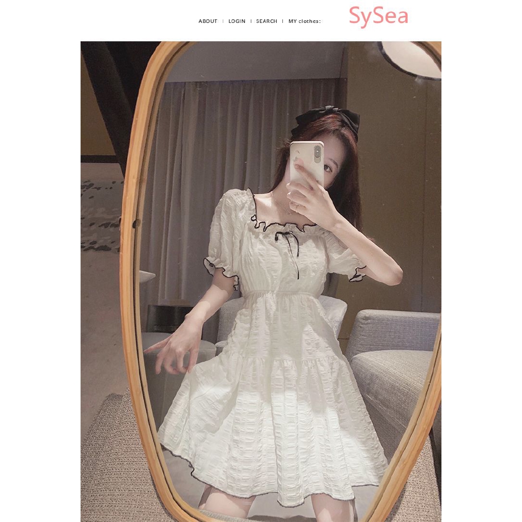 Women's Summer White Puff Sleeve Princess Dress