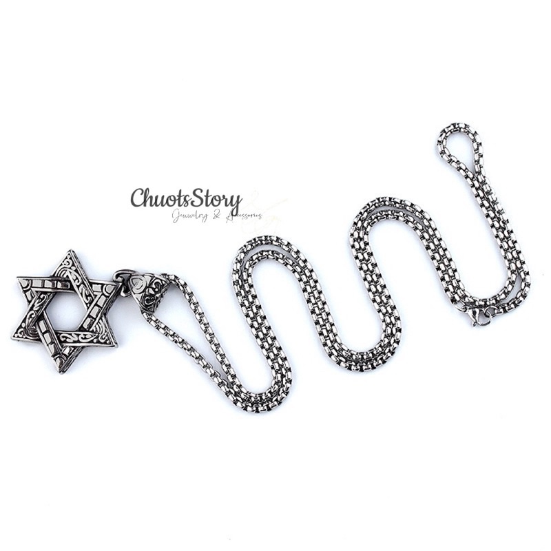Vòng cổ titan không gỉ hình ngôi sao 6 cánh, dây chuyền nữ unisex cá tính - VCT0029 - ChuotsStory