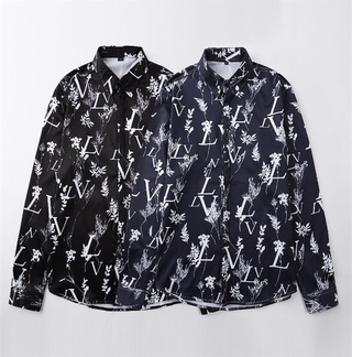 LV Men & Women Classic Print Long Sleeved Shirt