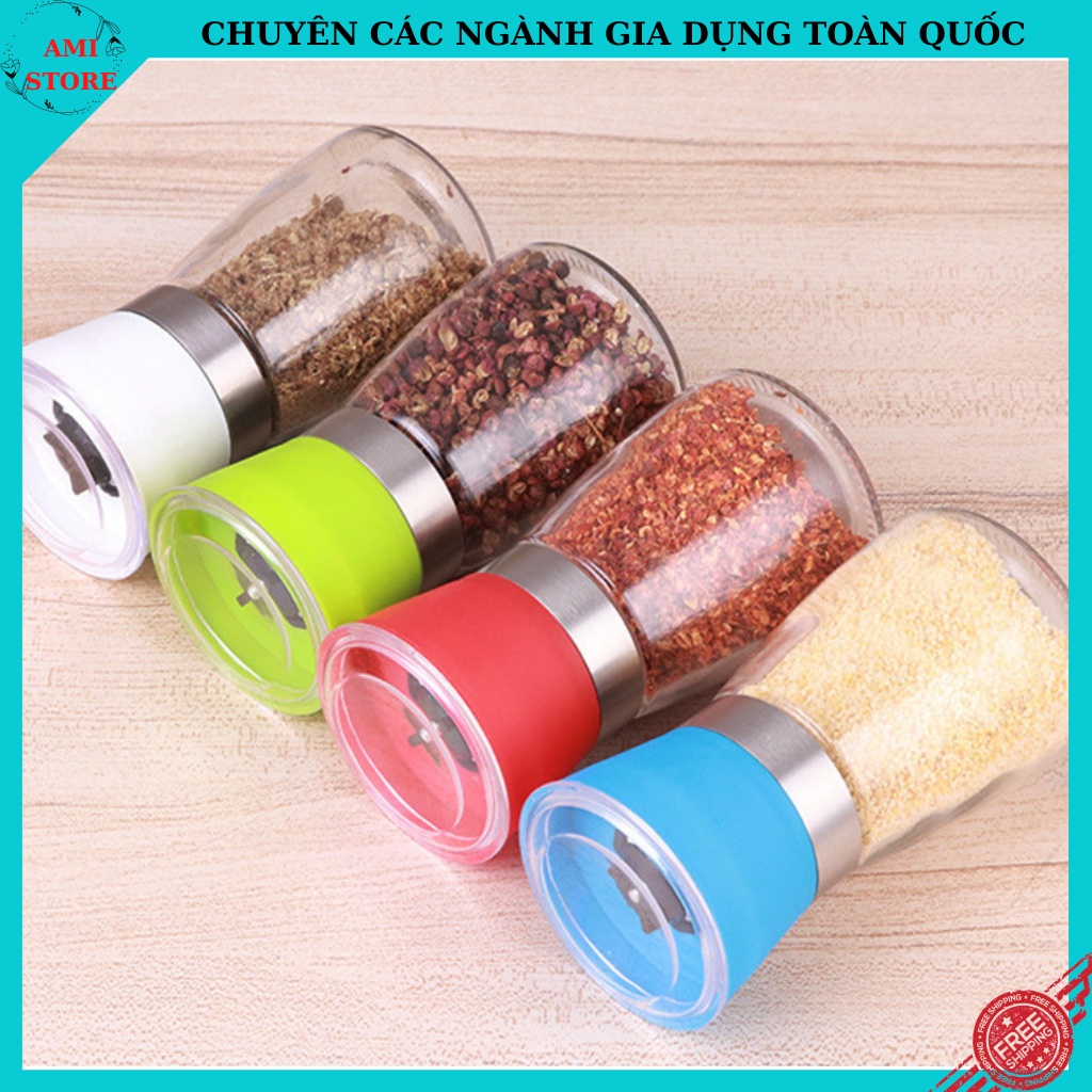 Dụng cụ xay tiêu/ Lọ xay tiêu thủy tinh dạng vặn đồ dùng phòng bếp