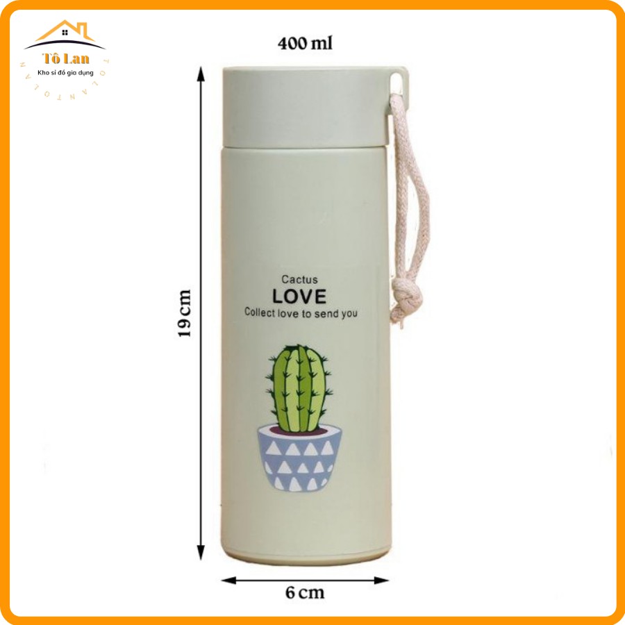 Bình Giữ Nhiệt Vỏ Nhựa Lõi Thủy Tinh / Bình Đựng Nước Xương Rồng 450ml | BigBuy360 - bigbuy360.vn