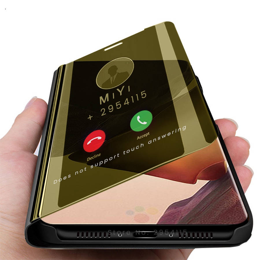 Vỏ bao da điện thoại nắp lật tráng gương kiêm giá đỡ cho samsung galaxy note 20 note20 ultra 5g 2020 6.7'' 6.9''
