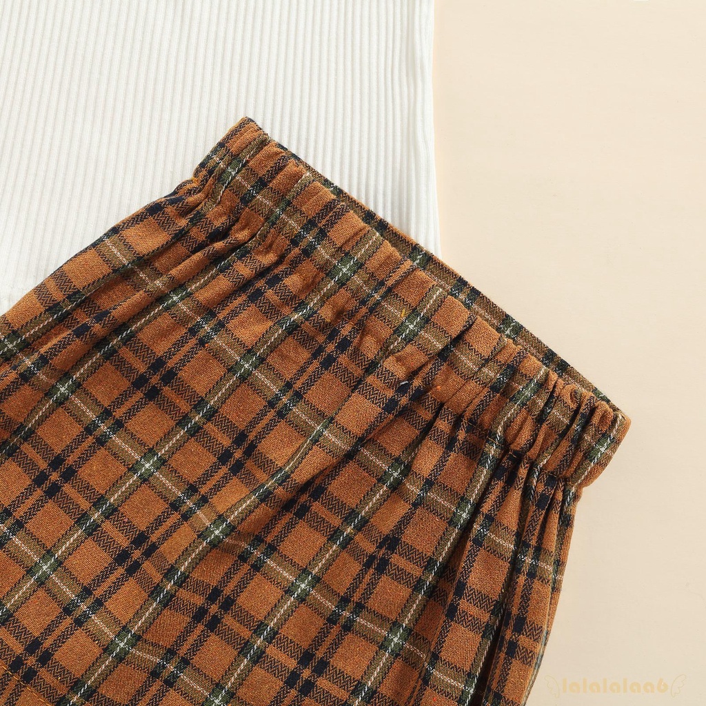 Set Áo Croptop Màu Trơn + Chân Váy Ngắn Sọc Ca Rô 2 Món Thời Trang Mùa Hè Cho Nữ