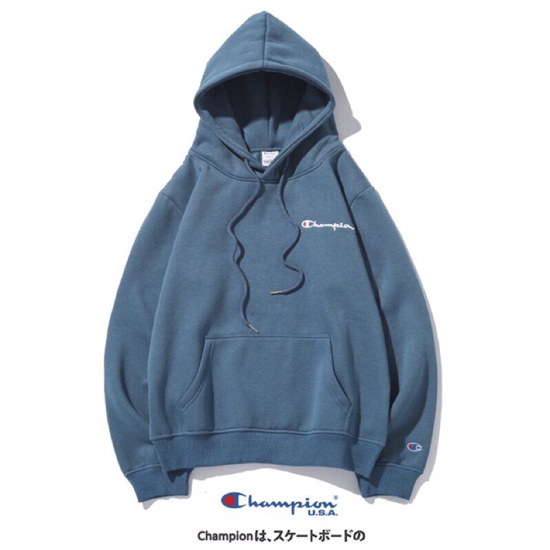 Áo hoddie champion form rộng vải nỉ dáng dài thời trang