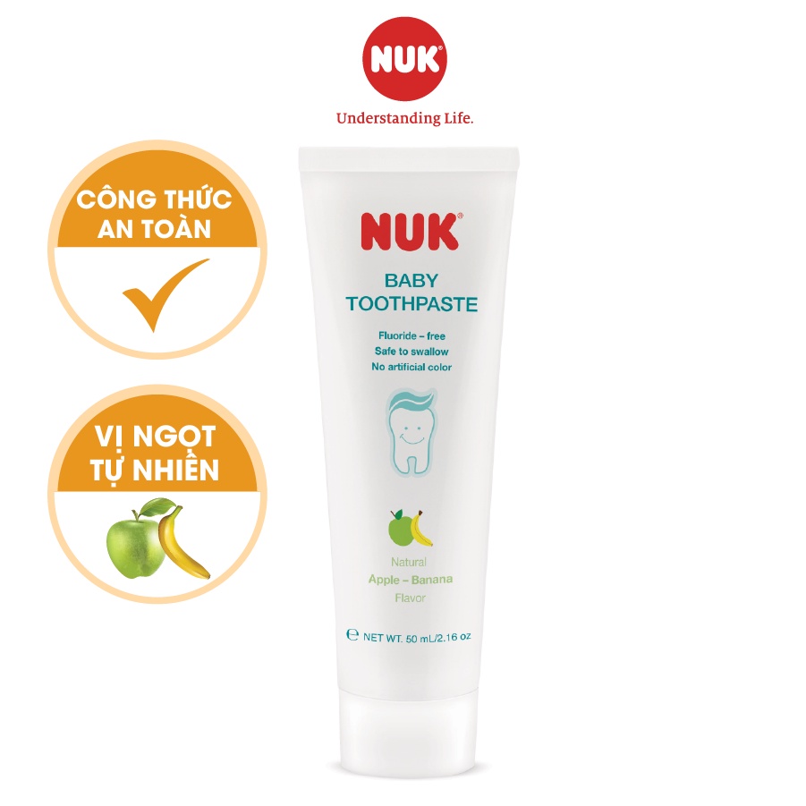 Kem đánh răng trẻ em NUK 50ml cho bé 3-36 tháng hương táo chuối