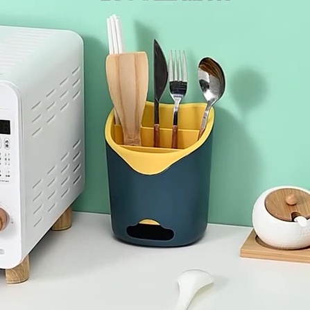 Ống Đựng Đũa 2 Ngăn 2 Lớp Thiết Kế Thoát Nước Thông Minh Có Khay Hứng Nước, Hộp đựng Đũa Phong Cách Tây Âu Cao Cấp #ĐŨA