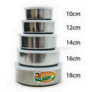 5 hộp đựng tròn thực phẩm bằng inox .đtlv