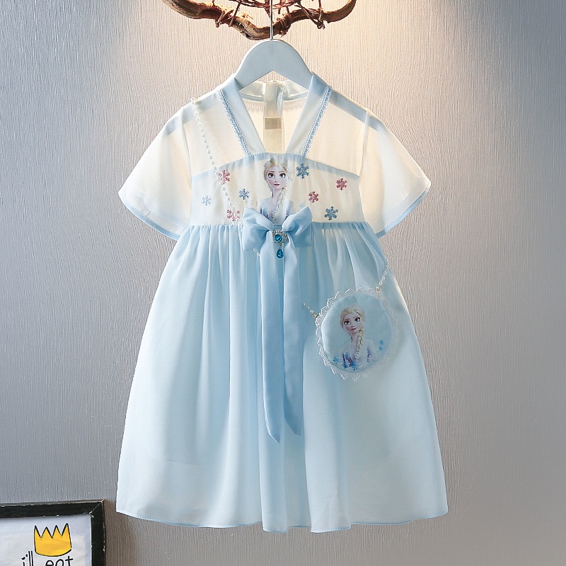 Đầm Công Chúa Elsa Hóa Trang Halloween Cho Bé Gái