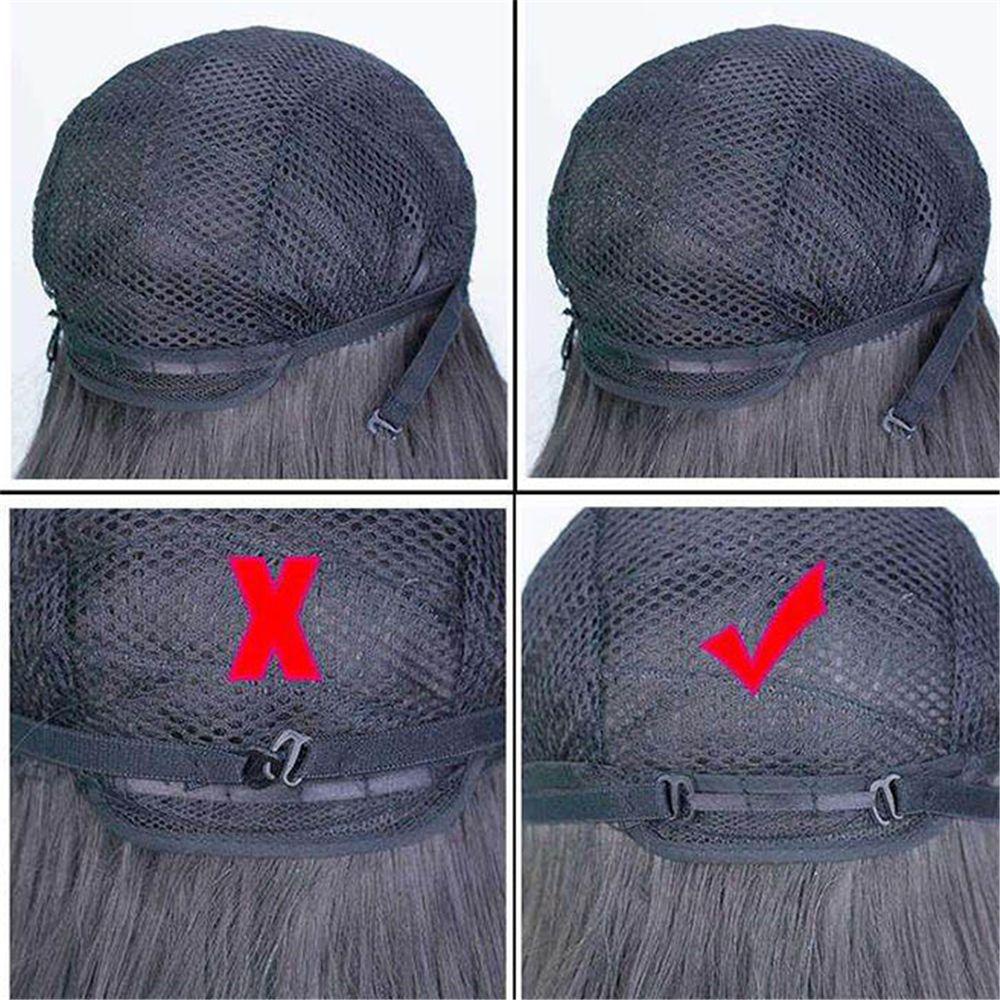 BORAG Bộ Tóc Giả Dài Thẳng Nhuộm Màu Đen &amp; Hồng