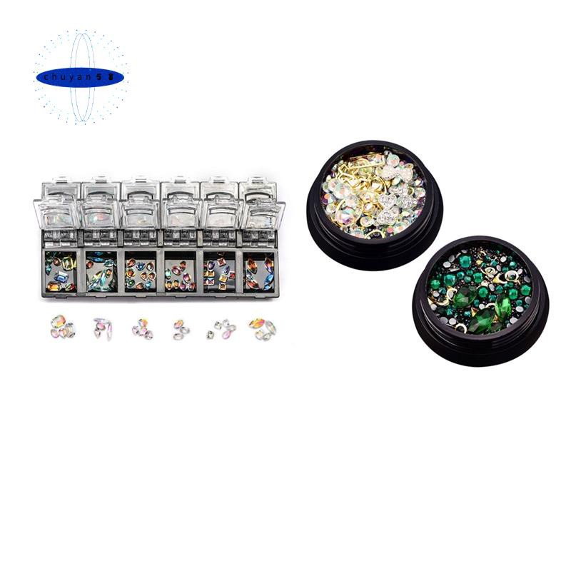 2 Box 3D  Jewelry Colorful Mixed Acrylic Tip Diamond Flat Jewel Stone & 1x Crystals Rhinestones 3D  Rhinestone