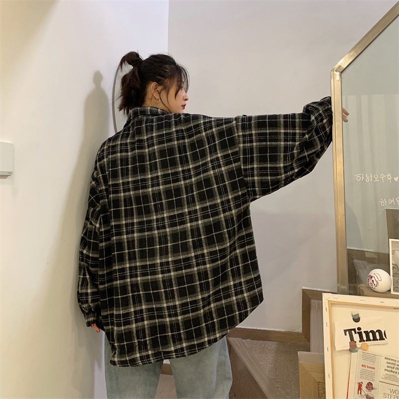 【ZHELIHANGFEI】Áo Sơ Mi Tay Dài Form Rộng Họa Tiết Sọc Theo Phong Cách Retro Dễ Phối Đồ