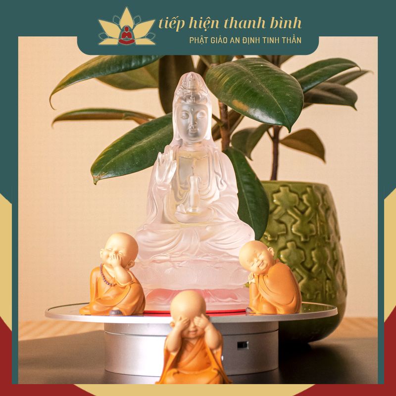 Tượng Phật Bà Quán Thế Âm Bồ Tát Lưu Ly 21cm
