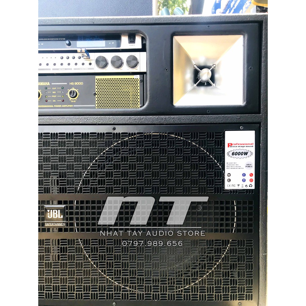 Dàn karaoke di động JBL 1002 công suất lớn dùng điện trực tiếp 220V - bass đôi 4 tấc