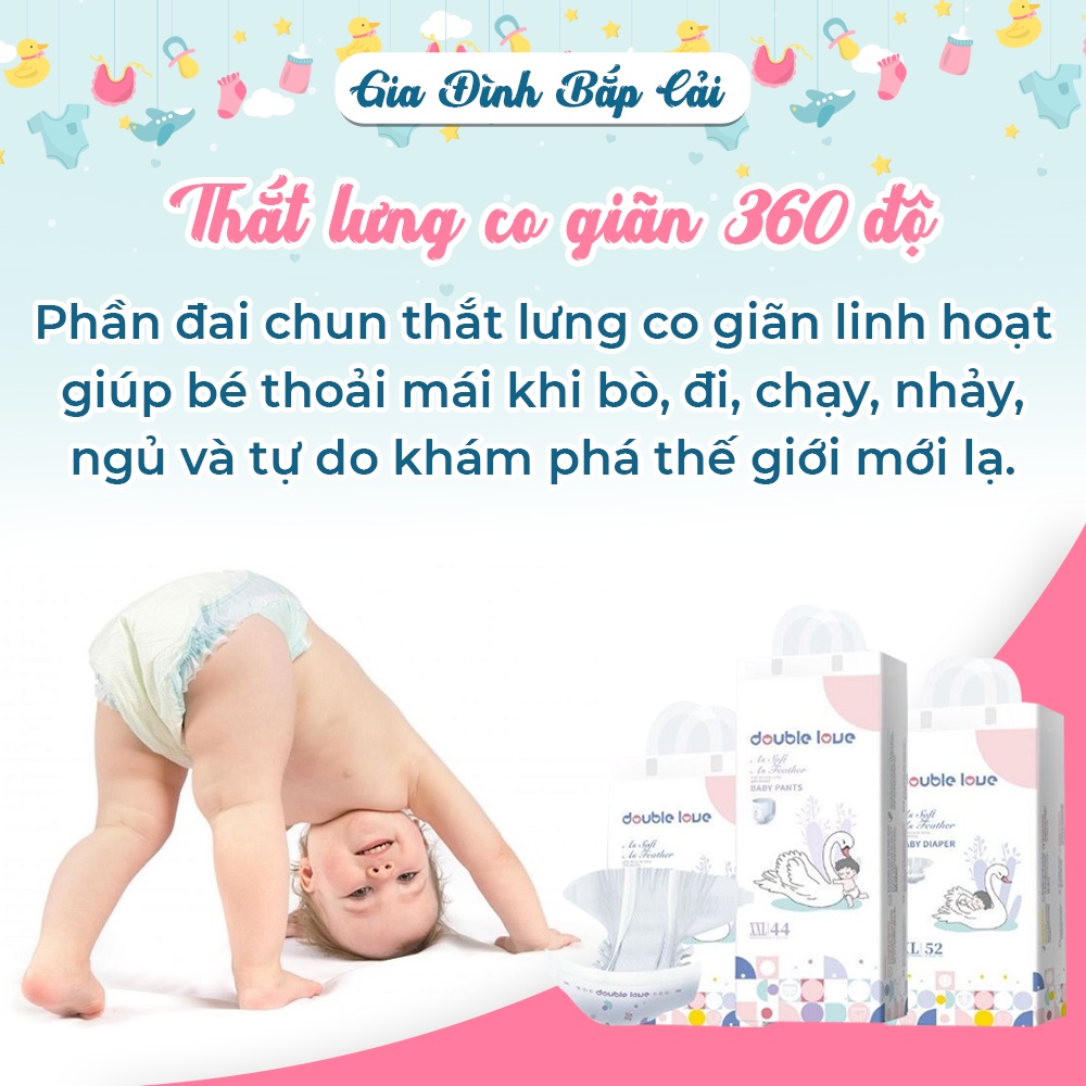 Tã quần Double Love nội địa Trung mỏng, thấm hút nhanh, chống tràn full size M54/L50/XL46/XXL44.