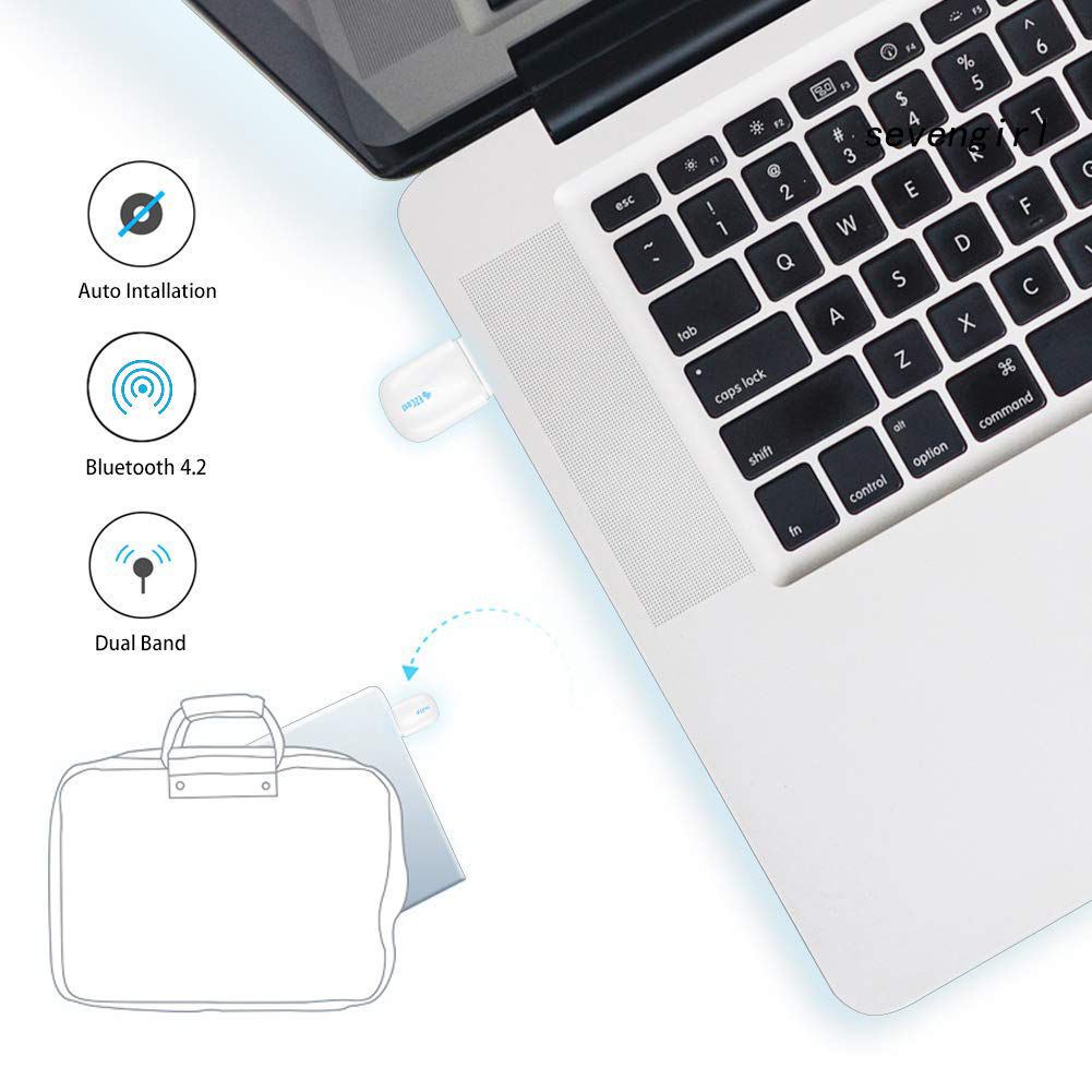 Usb Wifi Băng Tần Kép Sev-Usb 2.4g / 5g Bluetooth 4.2 Dongle Cho Pc Laptop | BigBuy360 - bigbuy360.vn