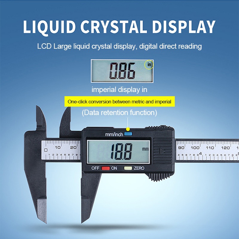 Thước Cặp Cơ Khí Carbon 150mm 6 'inch Có Màn Hình LCD