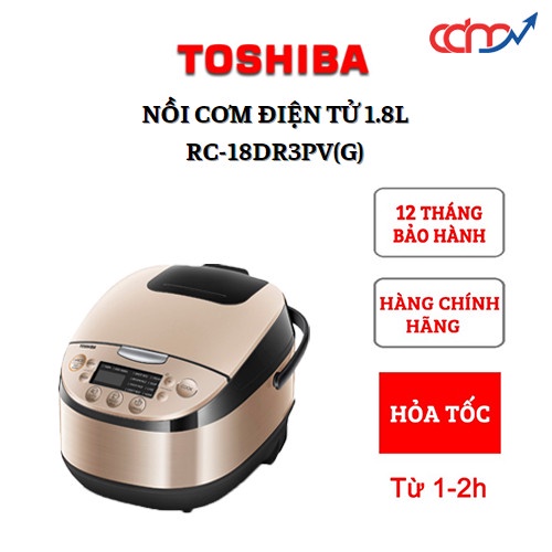 [Mã ELHADEV giảm 4% đơn 300K] Nồi cơm điện tử Toshiba 1.8 lít RC-18DR3PV(G) - Hàng chính hãng - Giá cực rẻ