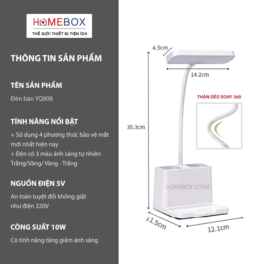 Đèn bàn học làm việc đọc sách sạc tích điện cảm ứng 3 màu ánh sáng - Đèn học LED mini chống cận thị có tăng giảm sáng