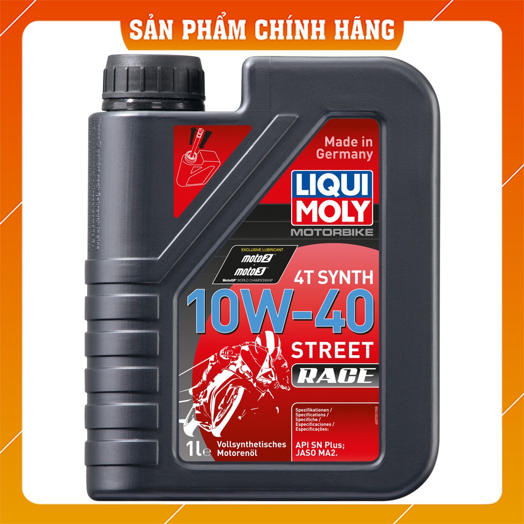 Nhớt Liqui Moly Street Race 10W40 1 Lít. Sử dụng cho xe số xe tay côn Exciter, Winner, Raider, Sonic, Future, Jupiter