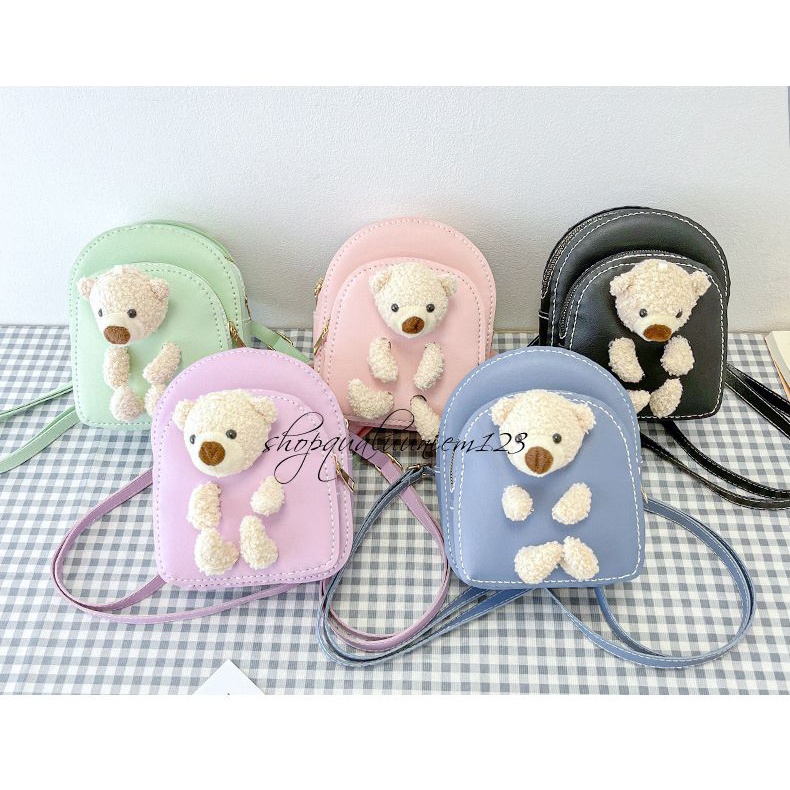Tết Bộ nguyên liệu DIY làm balo handmade kèm gấu, balo gấu da PU đáng yêu chơi tết