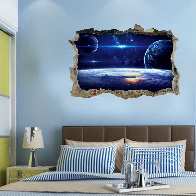 Miếng Dán Tường Hình Vũ Trụ 3d Trang Trí Phòng Bé