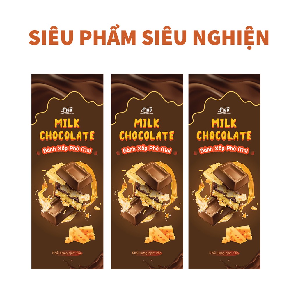 Kẹo socola thanh vị sữa nhân bánh xốp phô mai FIGO ,đồ ăn vặt nội địa cho bé, healthy