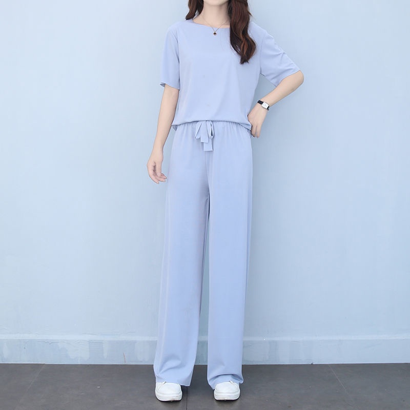 [Hàng Quảng Châu]SP090 Bộ thun tăm quần dài dáng suông free size siêu mát