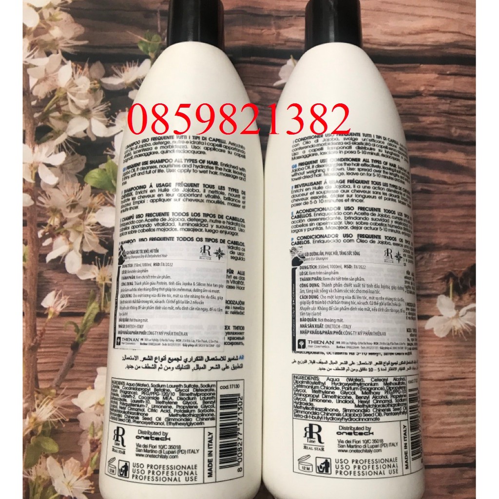 Bộ Dầu Gội Dầu Xả Dưỡng Ẩm Phục Hồi, Tăng Sức Sống RR Line Daily Star 1000ml*2