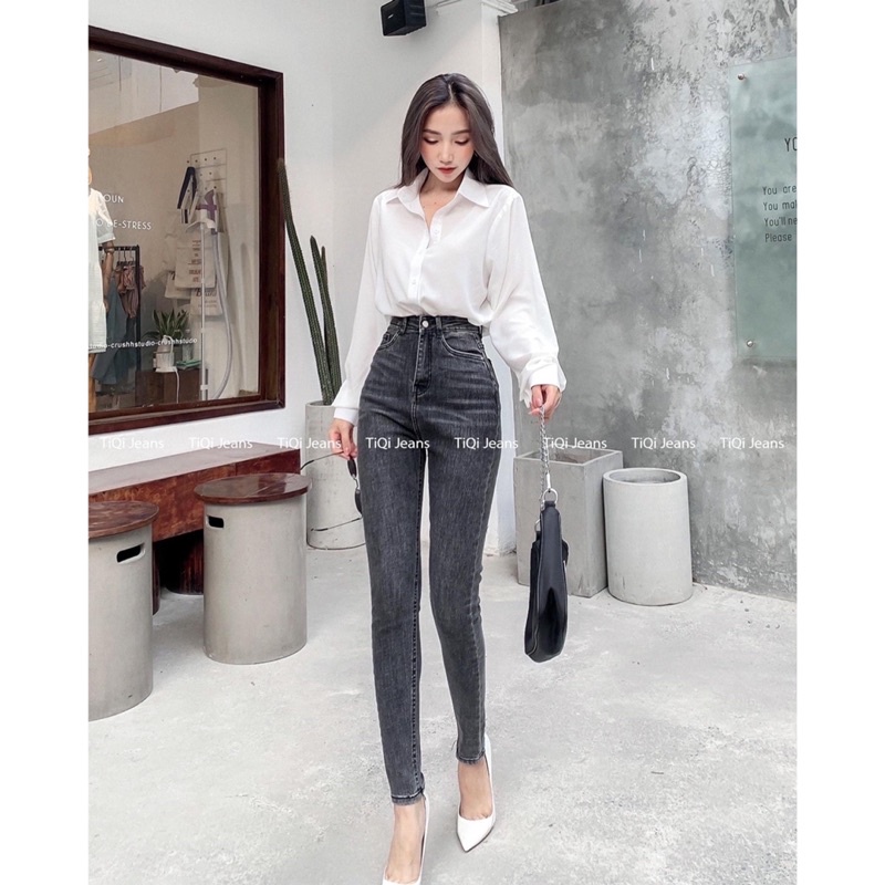 [60-95kg] Quần Jeans Giãn Lưng SIÊU Cao - Quần Cạp Cao Qua Rốn XÁM TÂY TRƠN