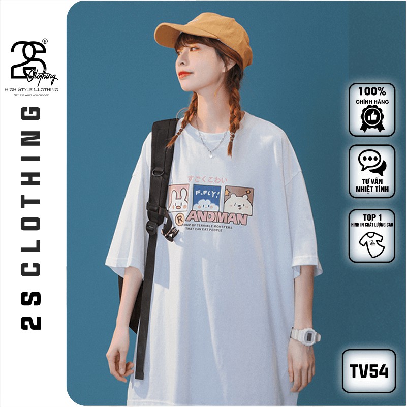 Áo Thun From Rộng Nữ Tay Lỡ 2s Clothing Áo Thun Nam Form Rộng Basic Streetwear Cotton Oversize Giá Rẻ In Hình Cute TV54